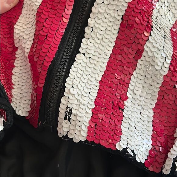 Vintage MOD denim Stars and Stripes sequin denim jacket large - Picture 13 of 15